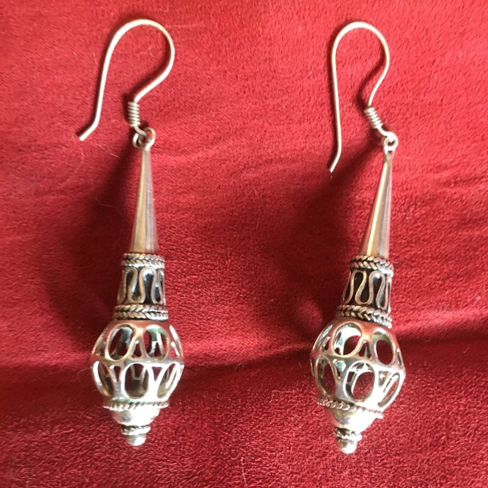 Sterling Silver Indonesian Earrings - Vintage